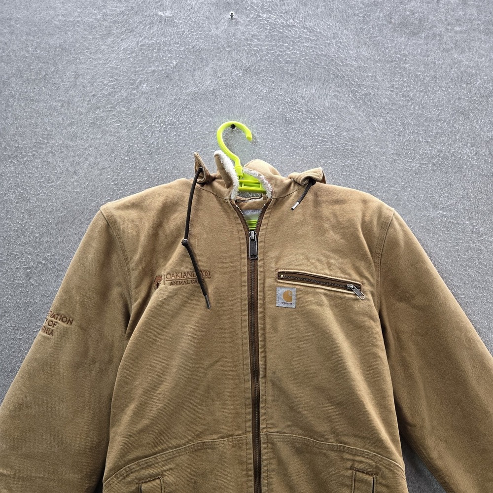 Carhartt Women Jacket M (8/10) Brown Sherpa Lined Weathered Duck Y2K - Picture 3 of 13